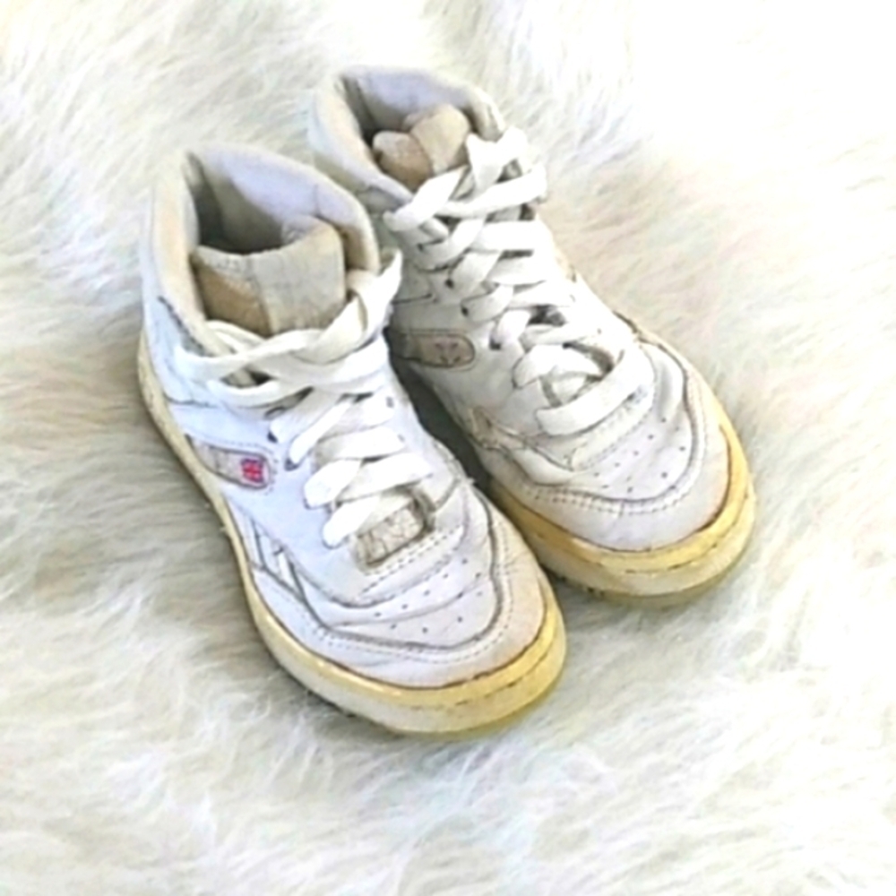 Vintage 80s /90s Children White High Top Reebok Size 10